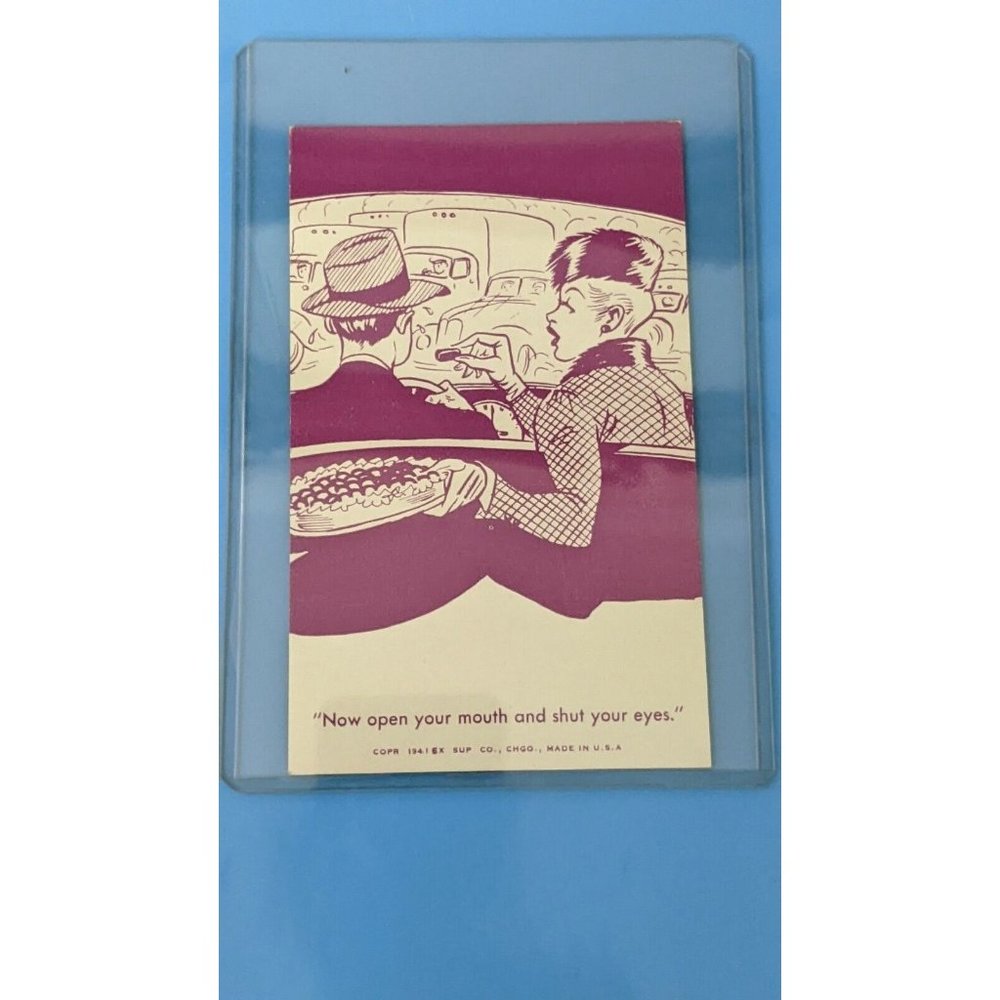 1940 Ex Sup Co Chgo Arcade Exhibit Card Risque Cartoon Pre WWII - Sex humor cars
